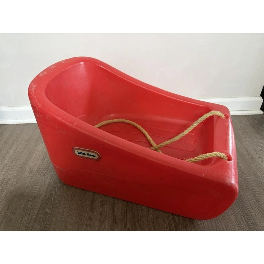 Vintage Little Tikes Toddler Child Size Red Plastic Snow Sled Sledding Christmas